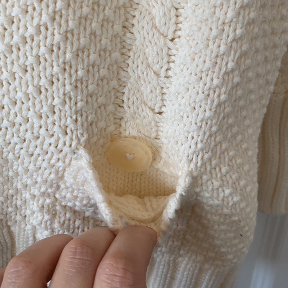 NWOT BANANA REPUBLIC Winter White Crochet Deep V-Neck Cardigan Sweater Size S - Picture 9 of 13